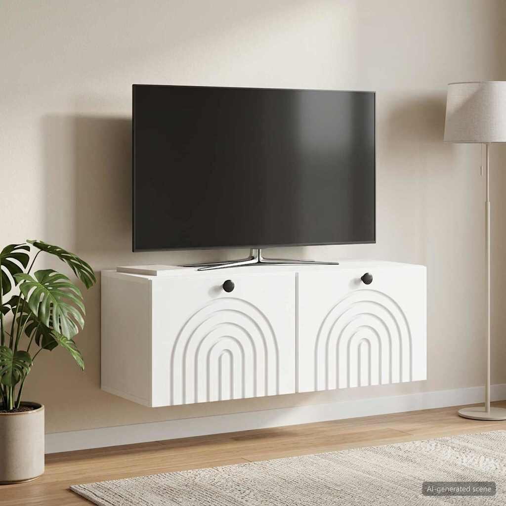 vidaXL Стенно монтиран ТВ шкаф Бяло 785 x 31 x 30 см