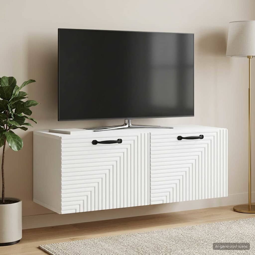 vidaXL Стенно монтиран ТВ шкаф Бяло 785 x 31 x 30 см