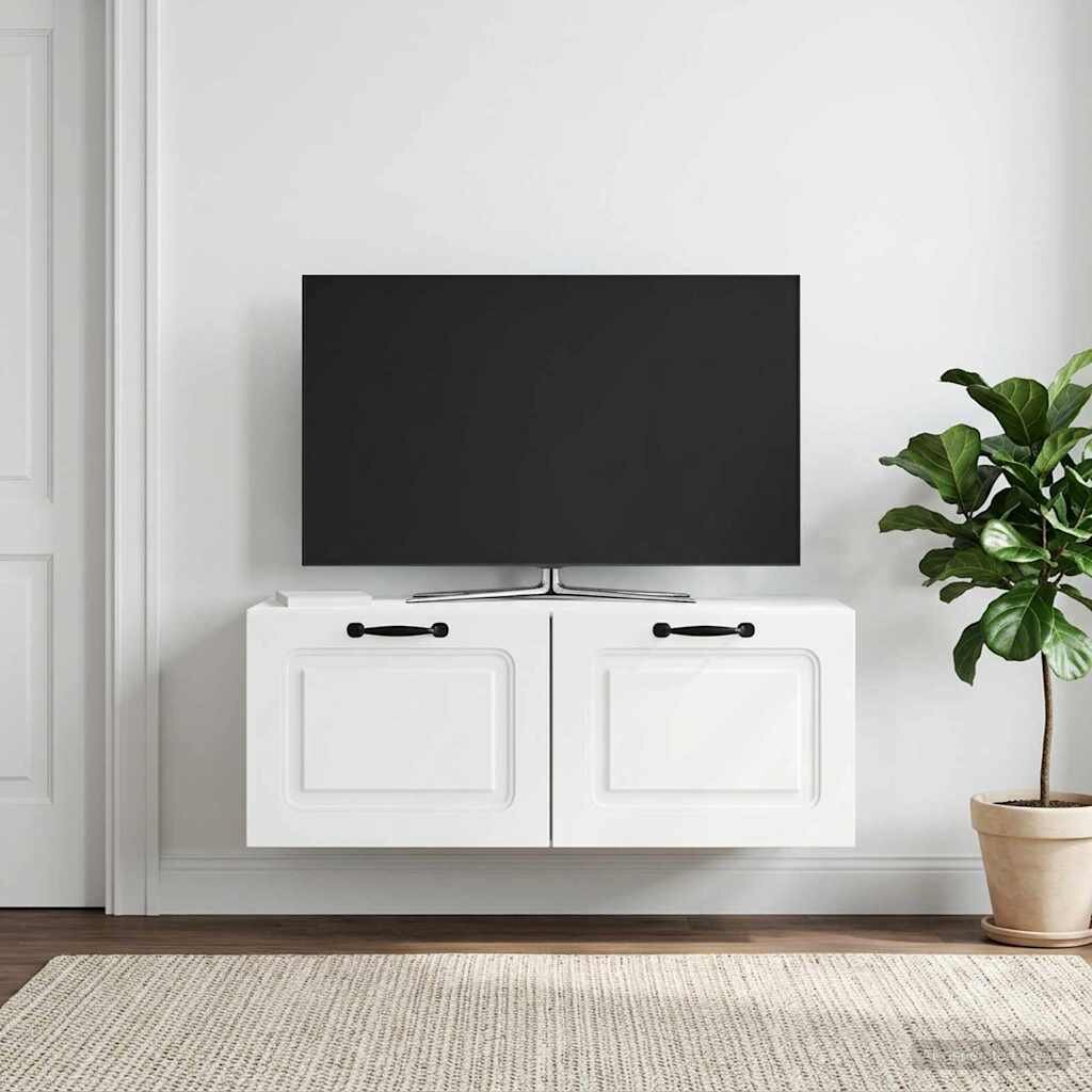 vidaXL Стенно монтиран ТВ шкаф Бяло 785 x 31 x 30 см