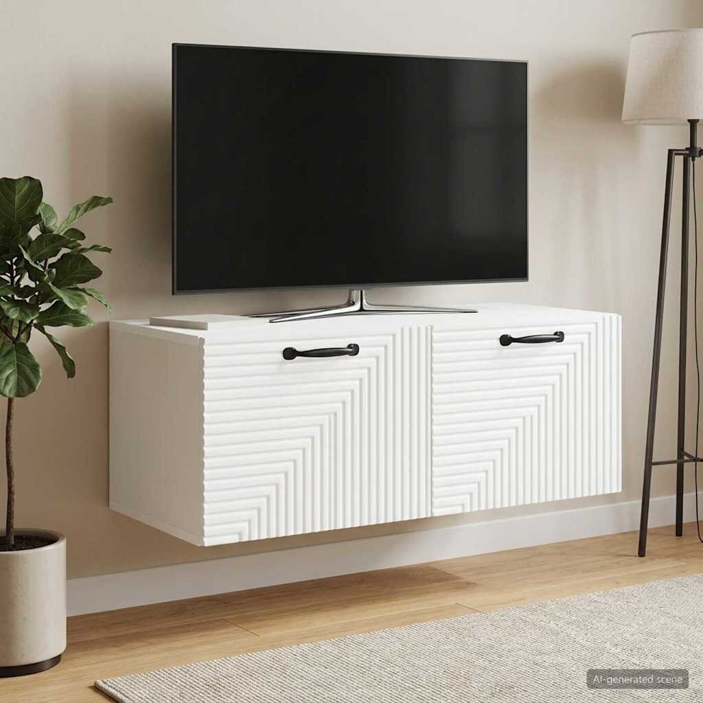 vidaXL Стенно монтиран ТВ шкаф Бяло 785 x 41 x 30 см