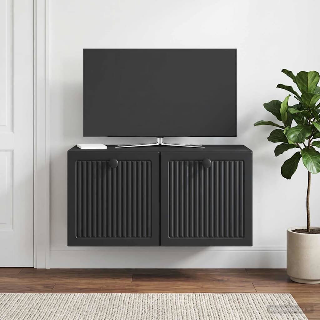 vidaXL Стенно монтиран ТВ шкаф Черно 595 x 31 x 30 см