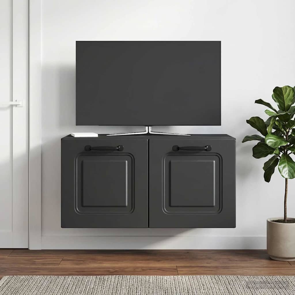 vidaXL Стенно монтиран ТВ шкаф Черно 595 x 31 x 30 см