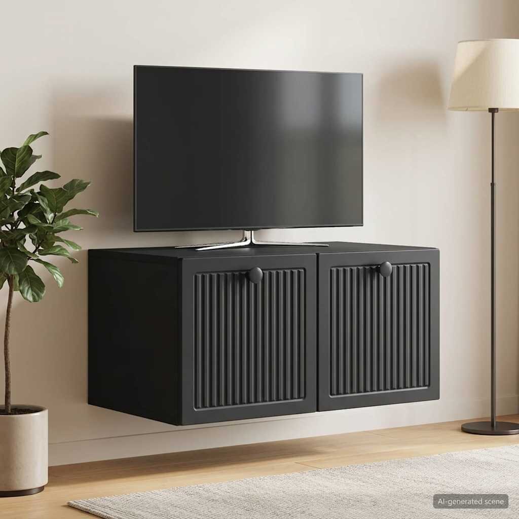 vidaXL Стенно монтиран ТВ шкаф Черно 595 x 41 x 30 см