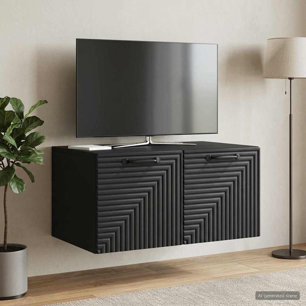 vidaXL Стенно монтиран ТВ шкаф Черно 595 x 41 x 30 см