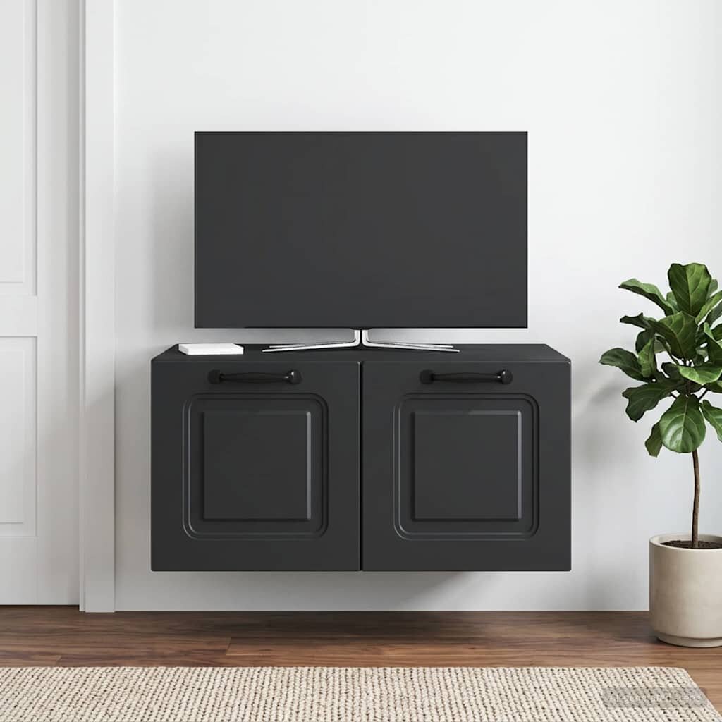 vidaXL Стенно монтиран ТВ шкаф Черно 595 x 41 x 30 см