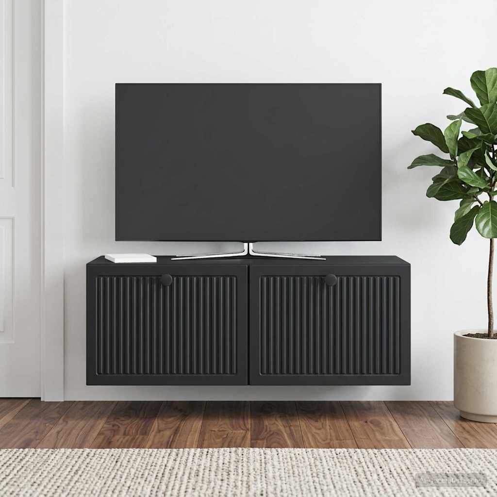 vidaXL Стенно монтиран ТВ шкаф Черно 785 x 31 x 30 см