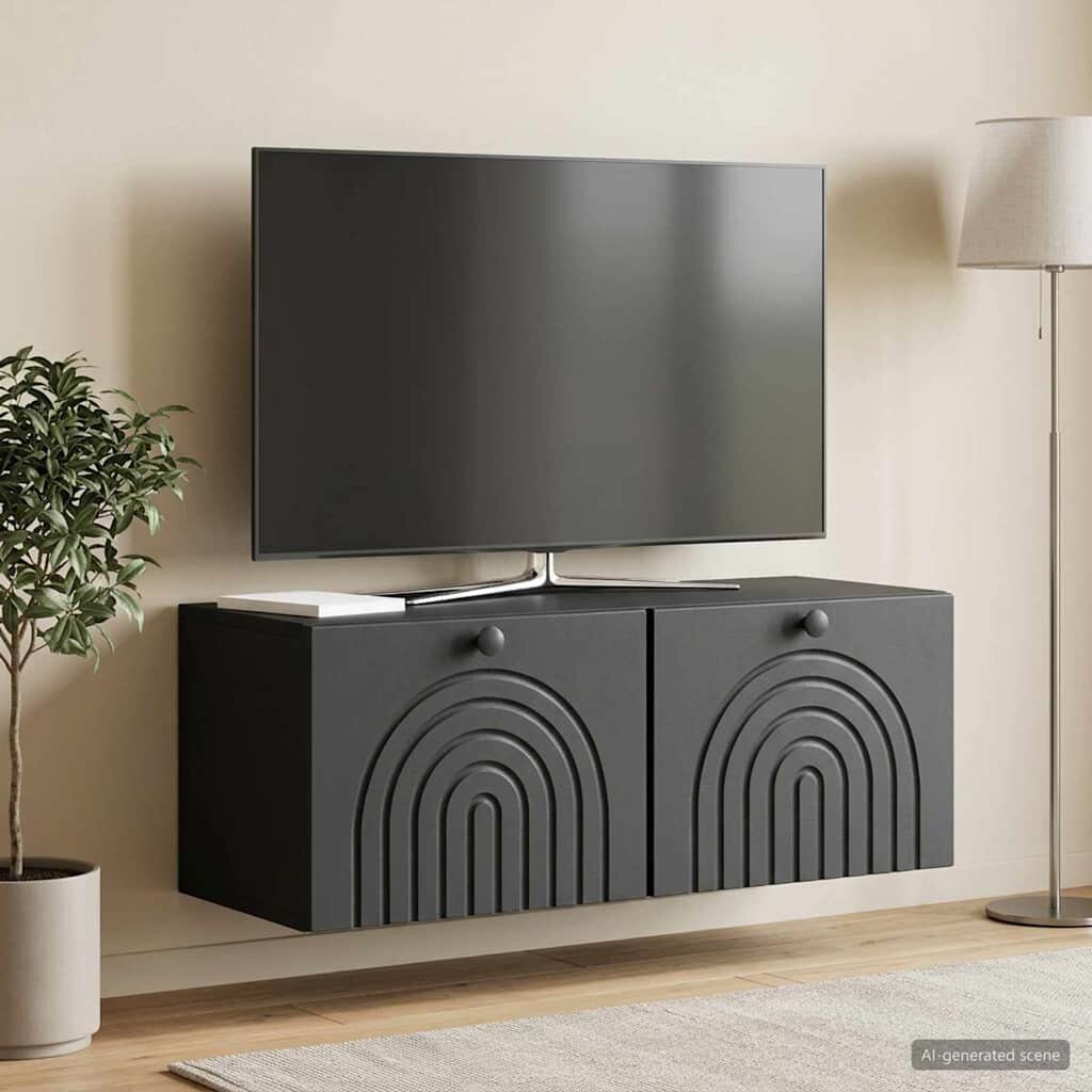 vidaXL Стенно монтиран ТВ шкаф Черно 785 x 31 x 30 см