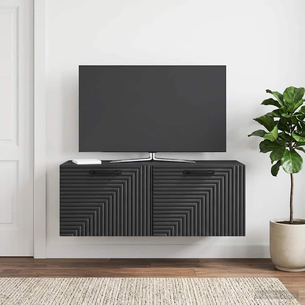 vidaXL Стенно монтиран ТВ шкаф Черно 785 x 31 x 30 см