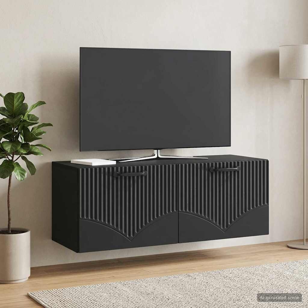 vidaXL Стенно монтиран ТВ шкаф Черно 785 x 31 x 30 см
