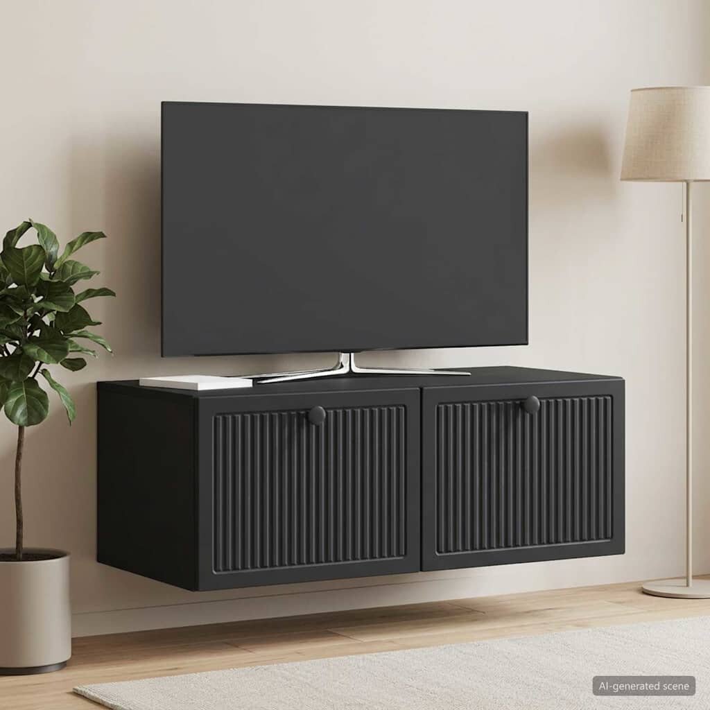 vidaXL Стенно монтиран ТВ шкаф Черно 785 x 41 x 30 см