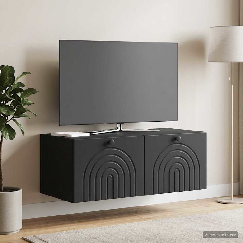vidaXL Стенно монтиран ТВ шкаф Черно 785 x 41 x 30 см