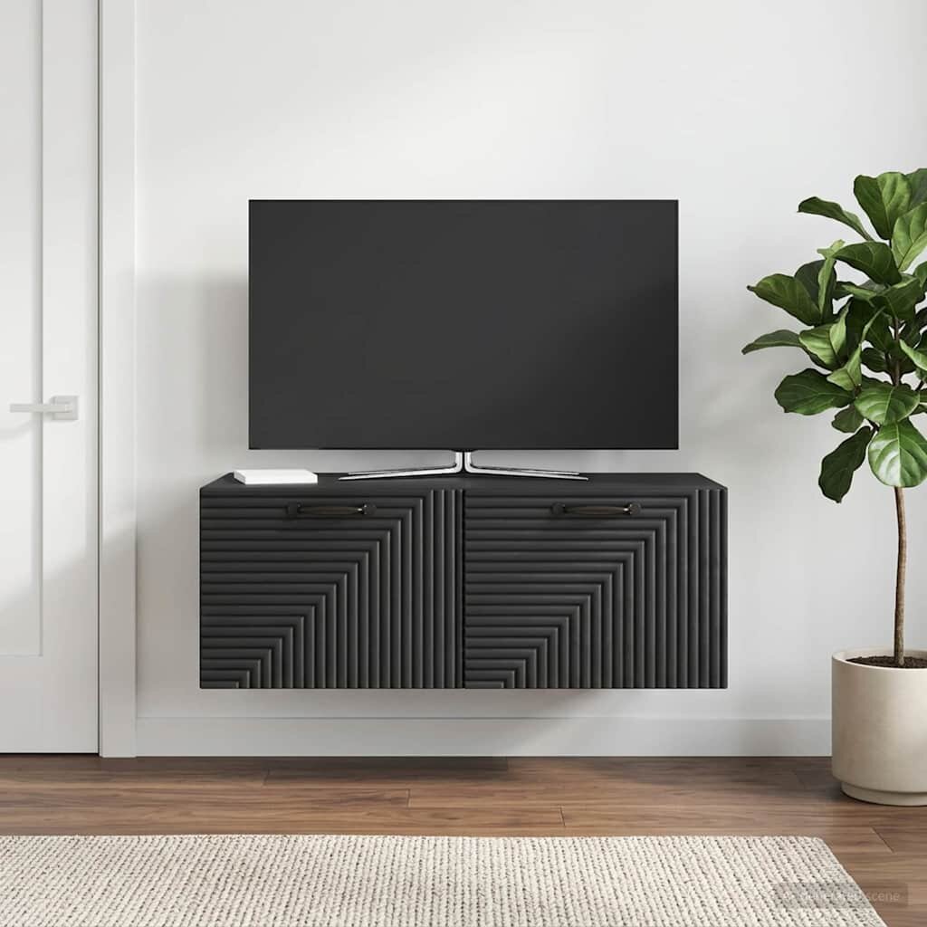vidaXL Стенно монтиран ТВ шкаф Черно 785 x 41 x 30 см