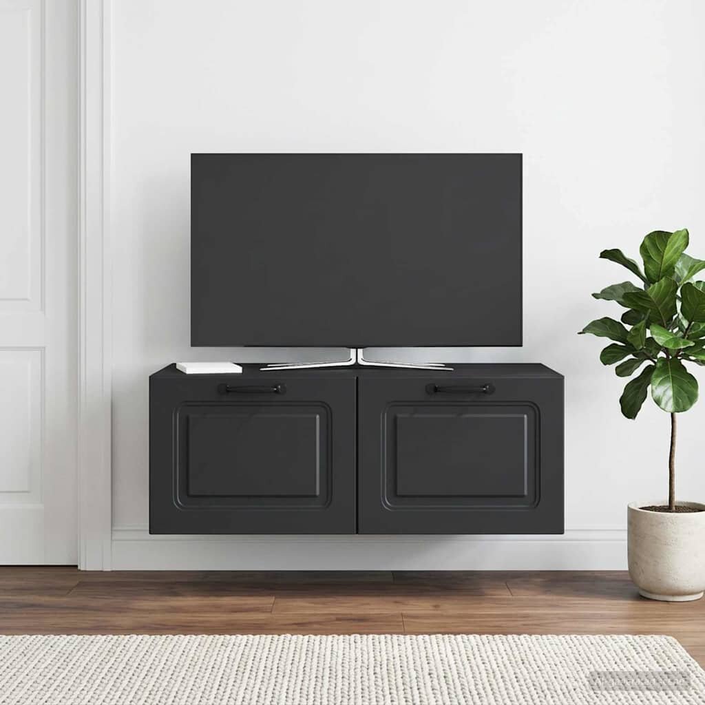 vidaXL Стенно монтиран ТВ шкаф Черно 785 x 41 x 30 см