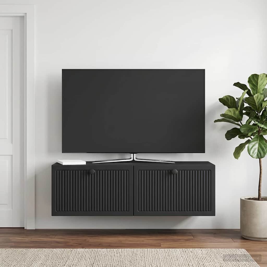 vidaXL Стенно монтиран ТВ шкаф Черно 98 x 31 x 30 см