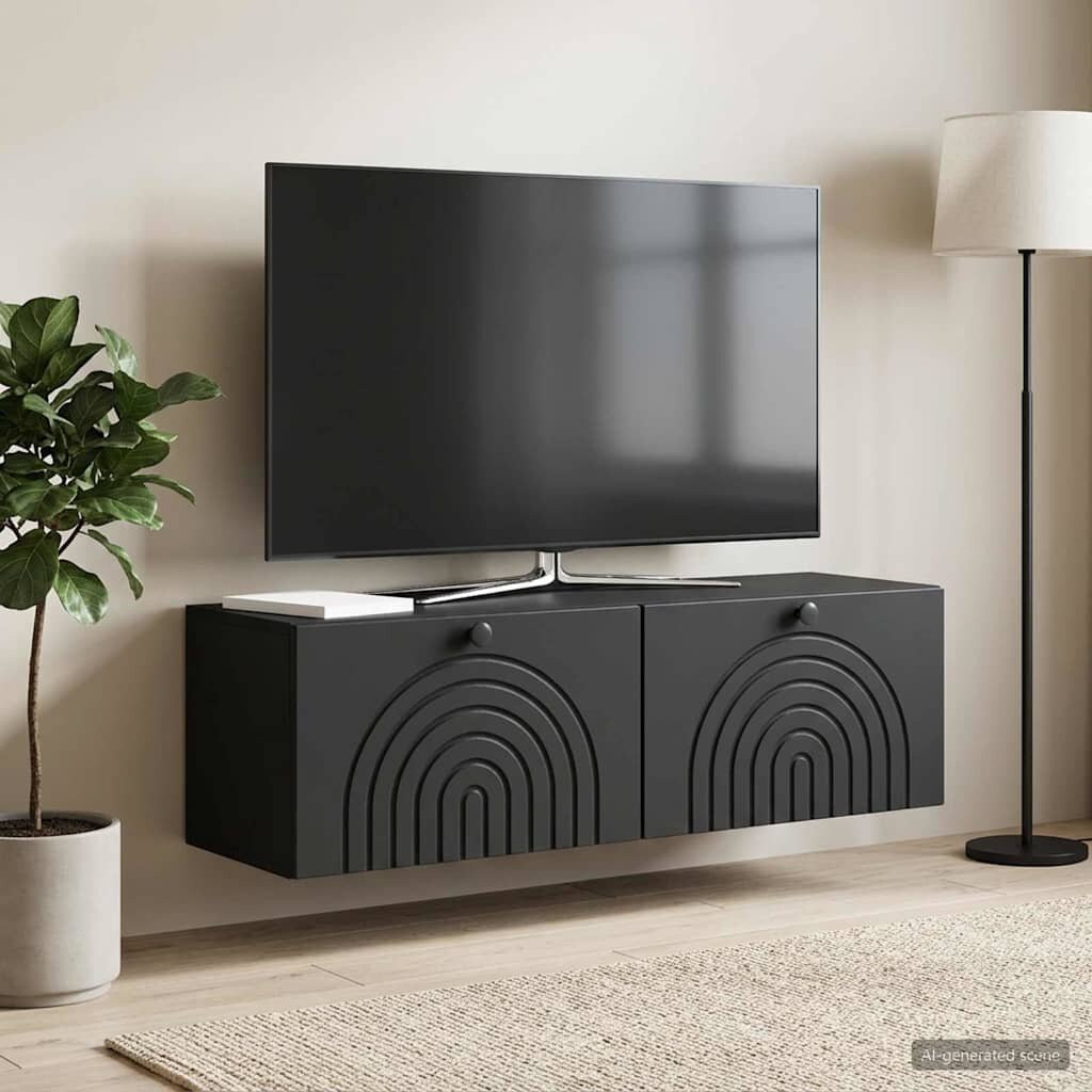 vidaXL Стенно монтиран ТВ шкаф Черно 98 x 31 x 30 см