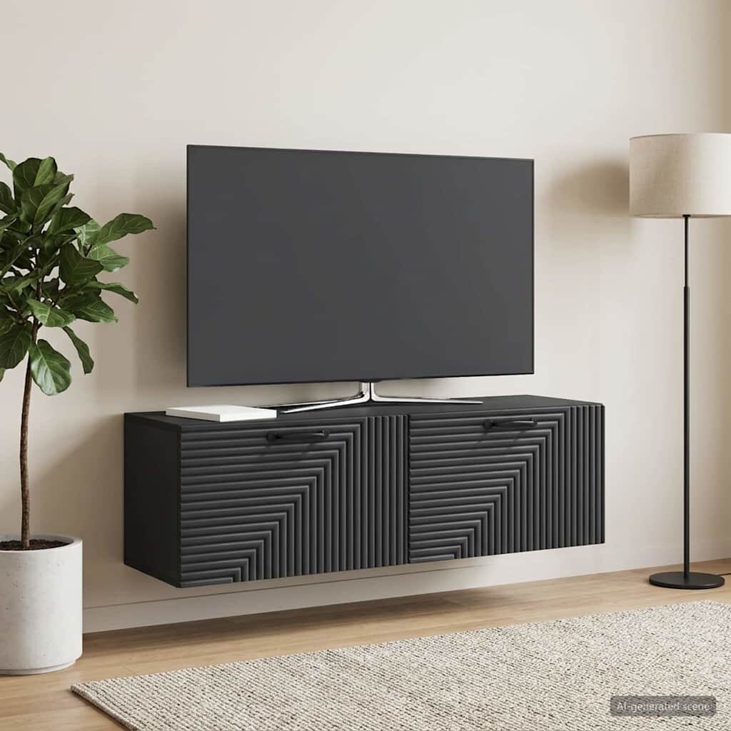 vidaXL Стенно монтиран ТВ шкаф Черно 98 x 31 x 30 см