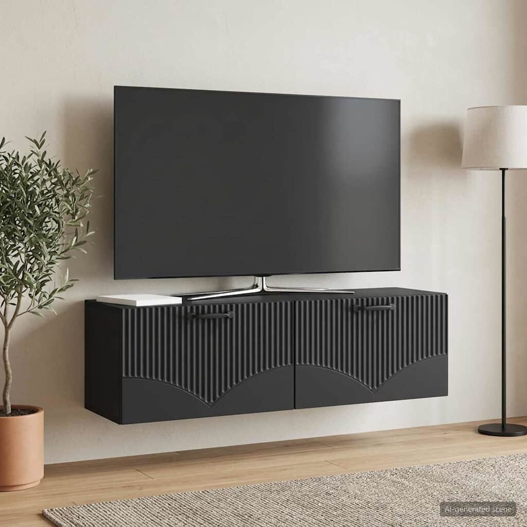 vidaXL Стенно монтиран ТВ шкаф Черно 98 x 31 x 30 см