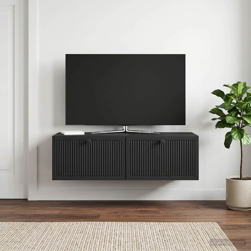 vidaXL Стенно монтиран ТВ шкаф Черно 98 x 41 x 30 см