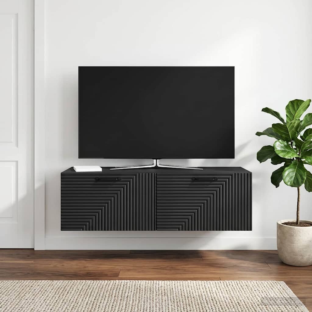 vidaXL Стенно монтиран ТВ шкаф Черно 98 x 41 x 30 см