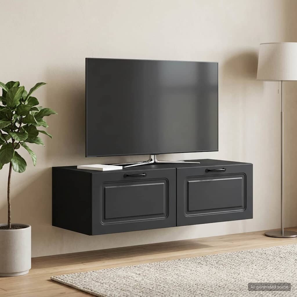 vidaXL Стенно монтиран ТВ шкаф Черно 98 x 41 x 30 см
