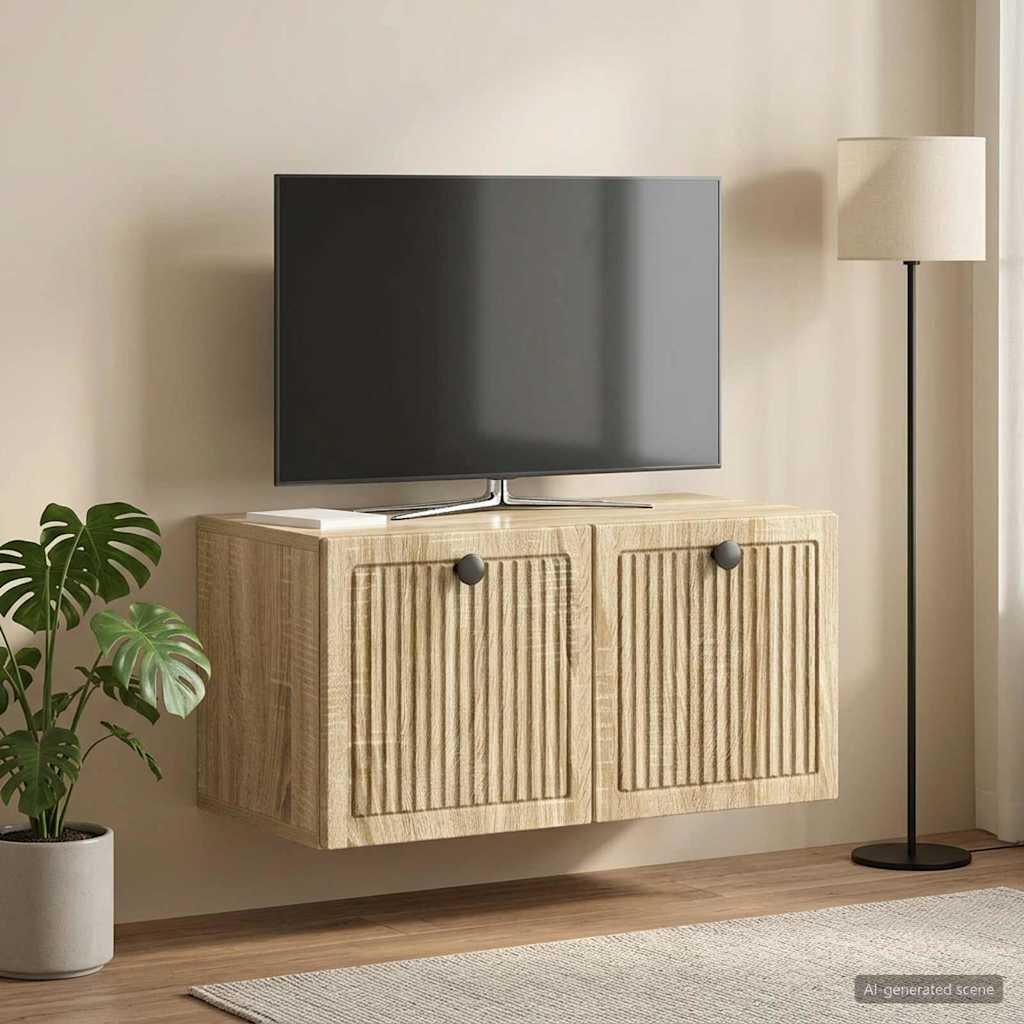 vidaXL Стенно монтиран ТВ шкаф Дъб сонома 595 x 31 x 30 см