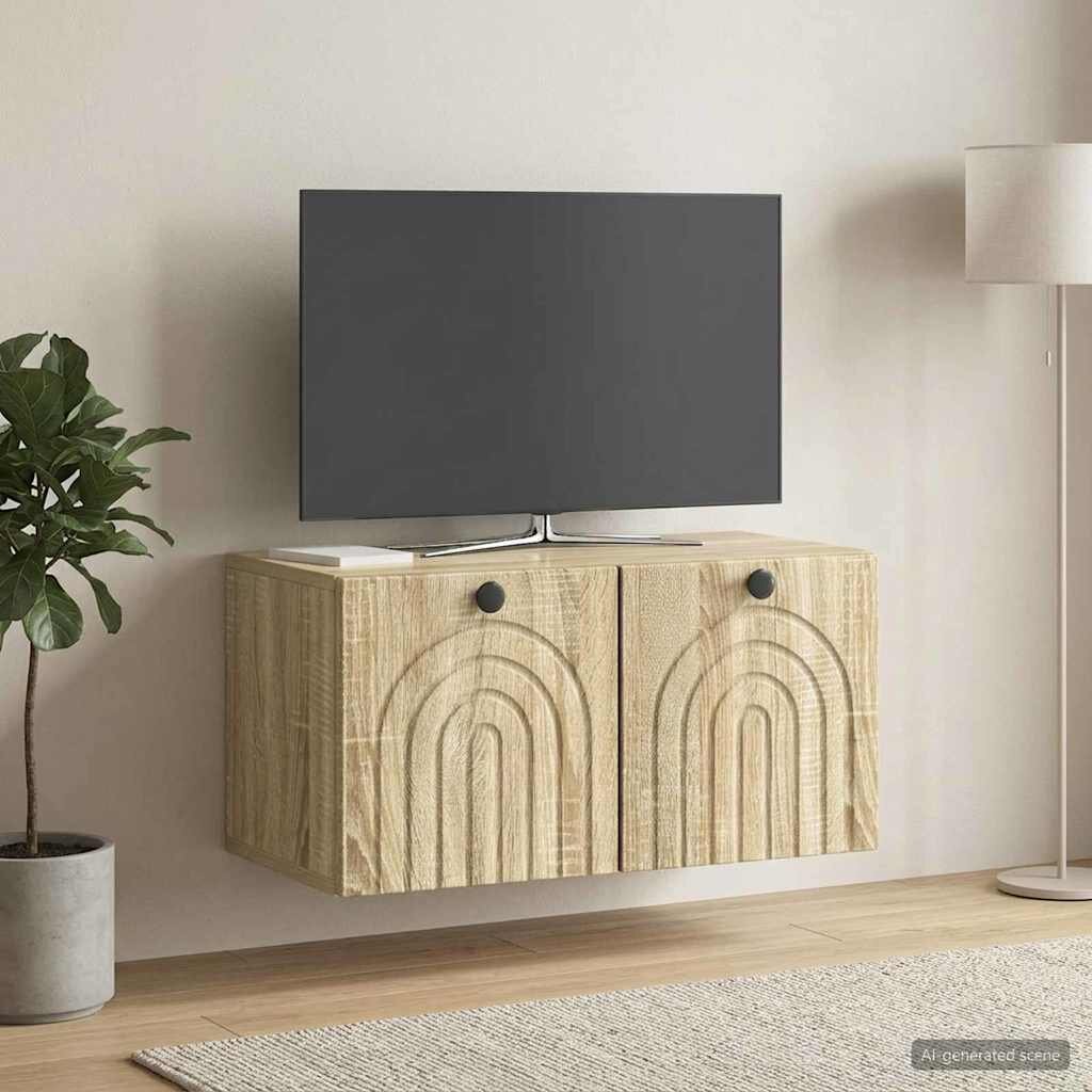 vidaXL Стенно монтиран ТВ шкаф Дъб сонома 595 x 31 x 30 см
