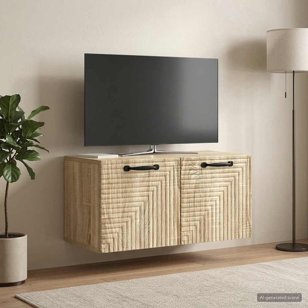 vidaXL Стенно монтиран ТВ шкаф Дъб сонома 595 x 31 x 30 см