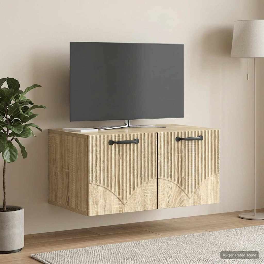 vidaXL Стенно монтиран ТВ шкаф Дъб сонома 595 x 41 x 30 см