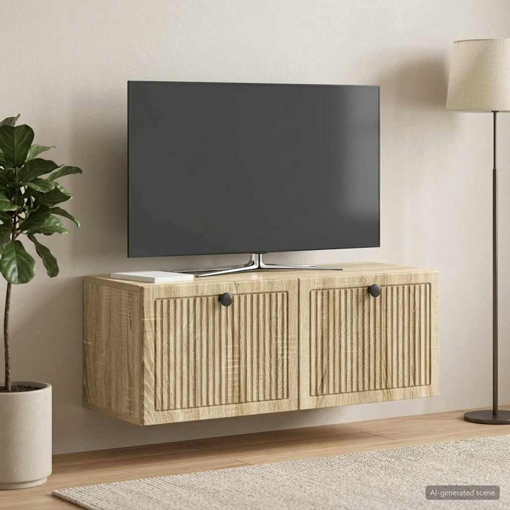 vidaXL Стенно монтиран ТВ шкаф Дъб сонома 785 x 31 x 30 см