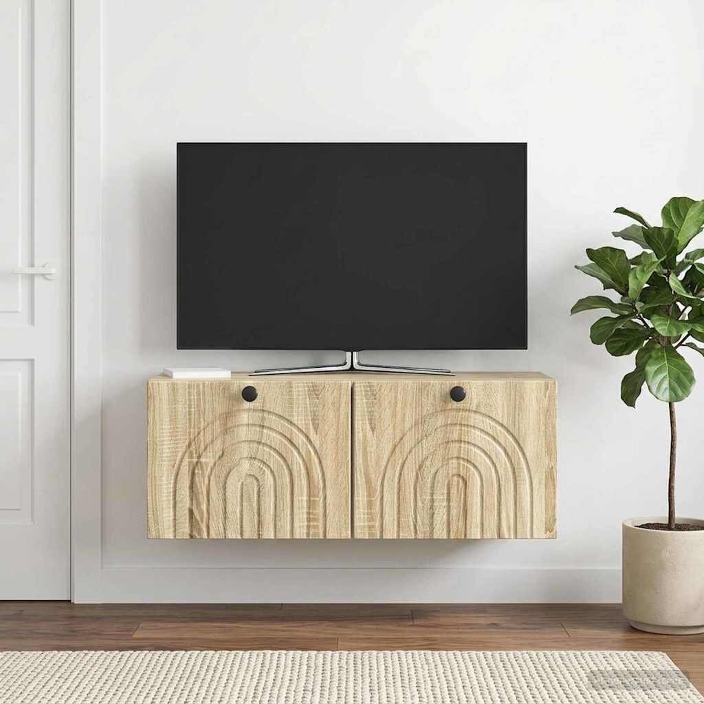 vidaXL Стенно монтиран ТВ шкаф Дъб сонома 785 x 31 x 30 см