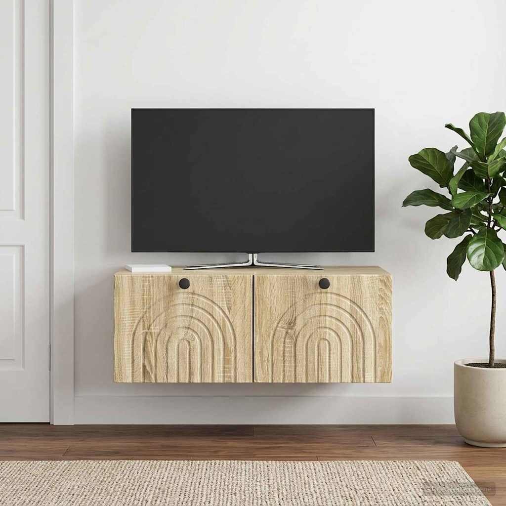 vidaXL Стенно монтиран ТВ шкаф Дъб сонома 785 x 41 x 30 см