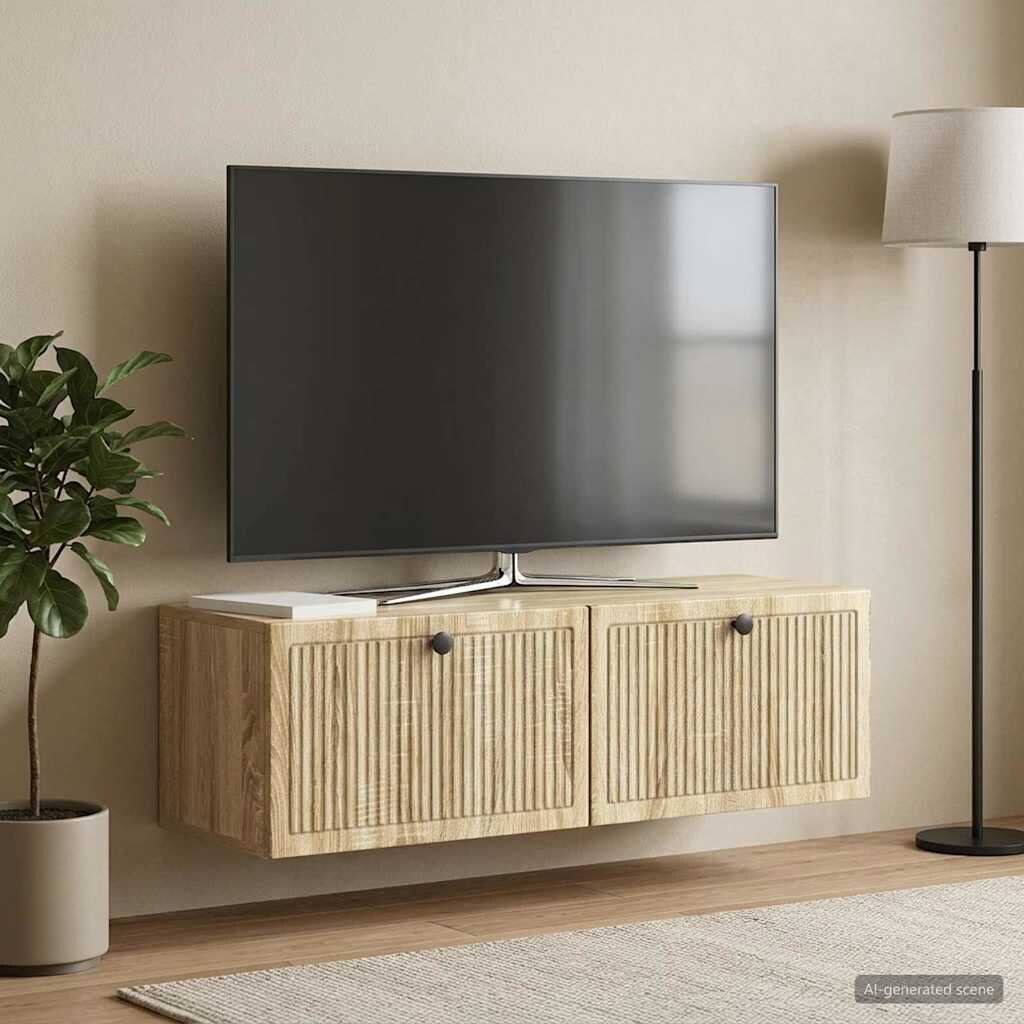 vidaXL Стенно монтиран ТВ шкаф Дъб сонома 98 x 31 x 30 см