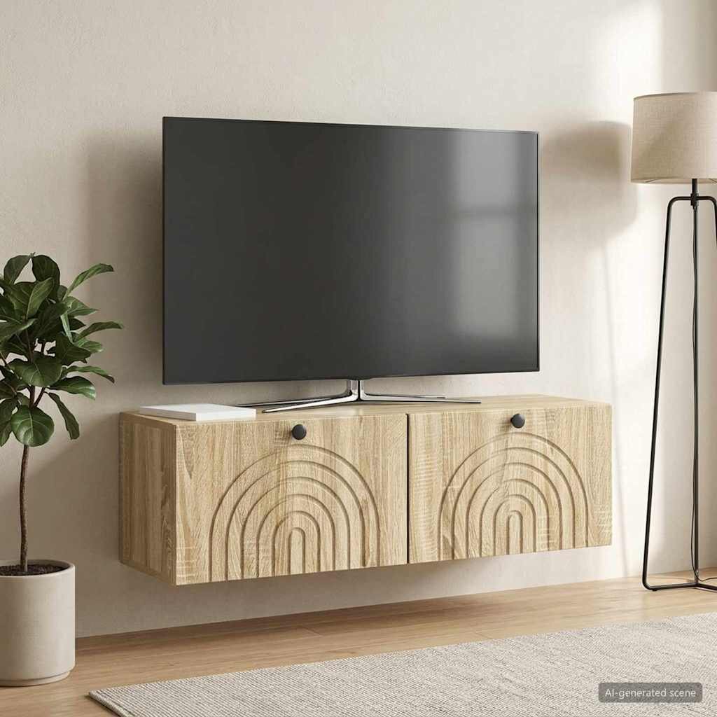 vidaXL Стенно монтиран ТВ шкаф Дъб сонома 98 x 31 x 30 см