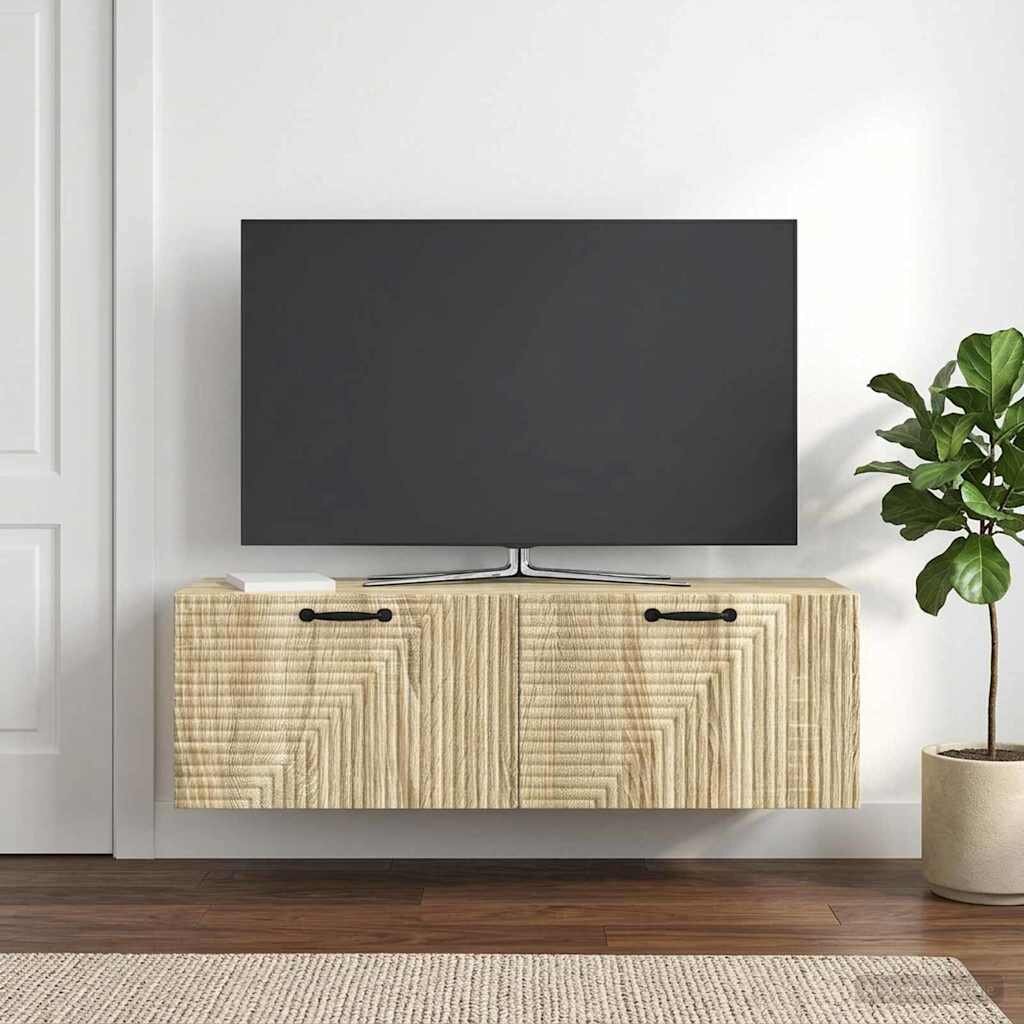 vidaXL Стенно монтиран ТВ шкаф Дъб сонома 98 x 31 x 30 см
