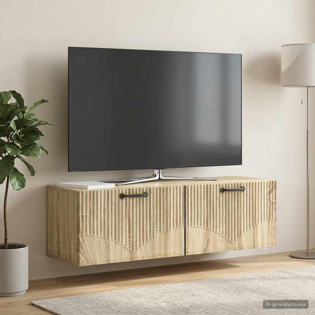 vidaXL Стенно монтиран ТВ шкаф Дъб сонома 98 x 31 x 30 см