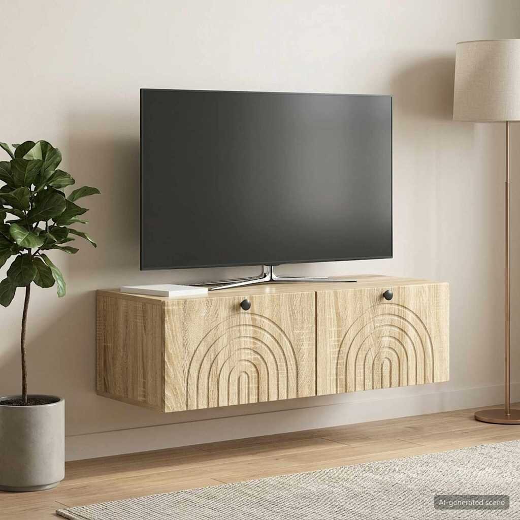vidaXL Стенно монтиран ТВ шкаф Дъб сонома 98 x 41 x 30 см