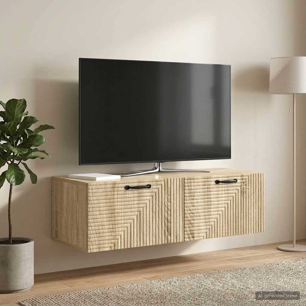 vidaXL Стенно монтиран ТВ шкаф Дъб сонома 98 x 41 x 30 см