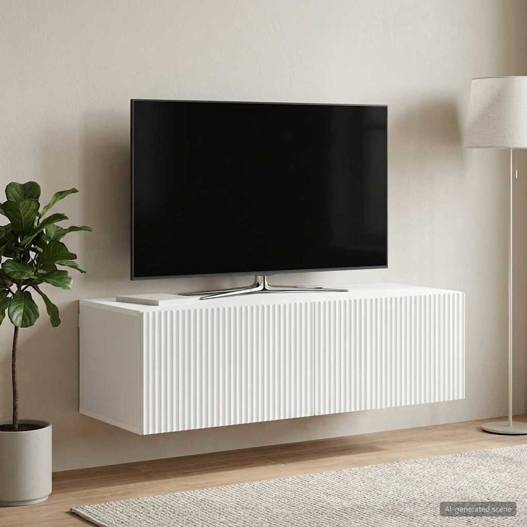 vidaXL Стенно монтиран ТВ шкаф Монтиране на стена Бяло 98 x 41 x 30 см
