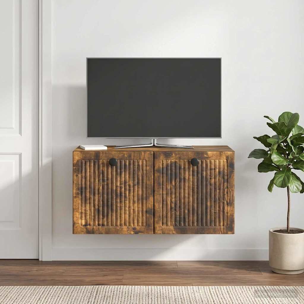 vidaXL Стенно монтиран ТВ шкаф Опушен дъб 595 x 31 x 30 см