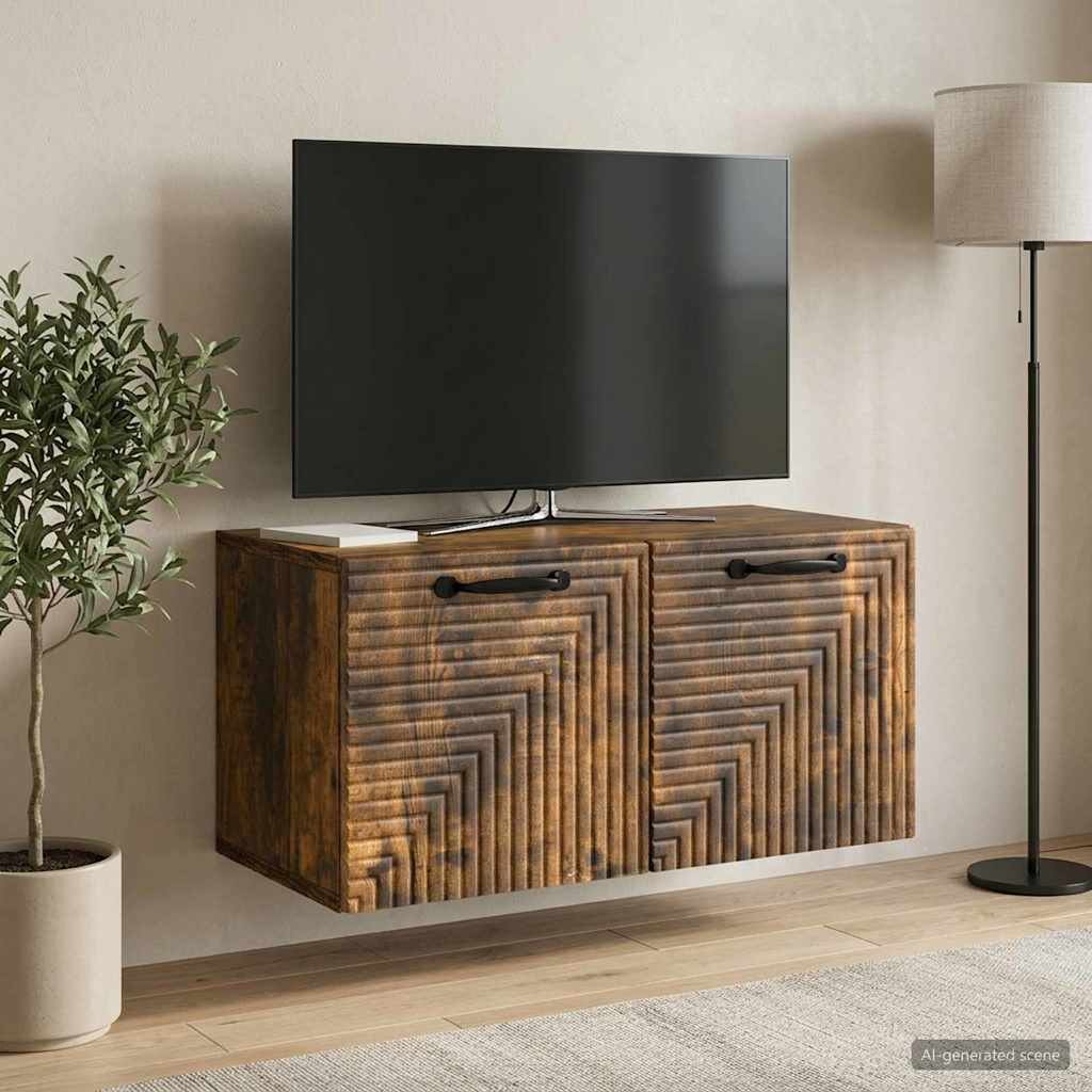 vidaXL Стенно монтиран ТВ шкаф Опушен дъб 595 x 31 x 30 см