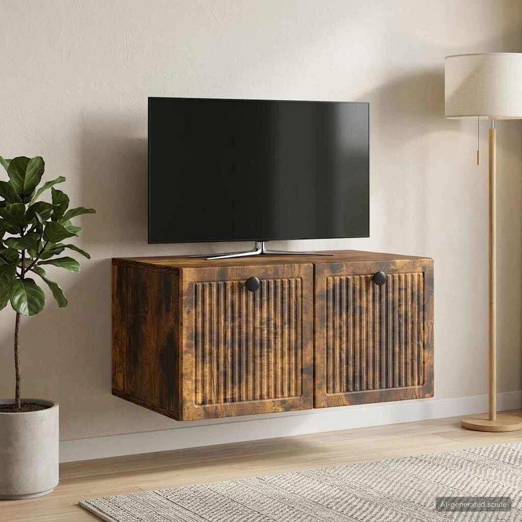 vidaXL Стенно монтиран ТВ шкаф Опушен дъб 595 x 41 x 30 см