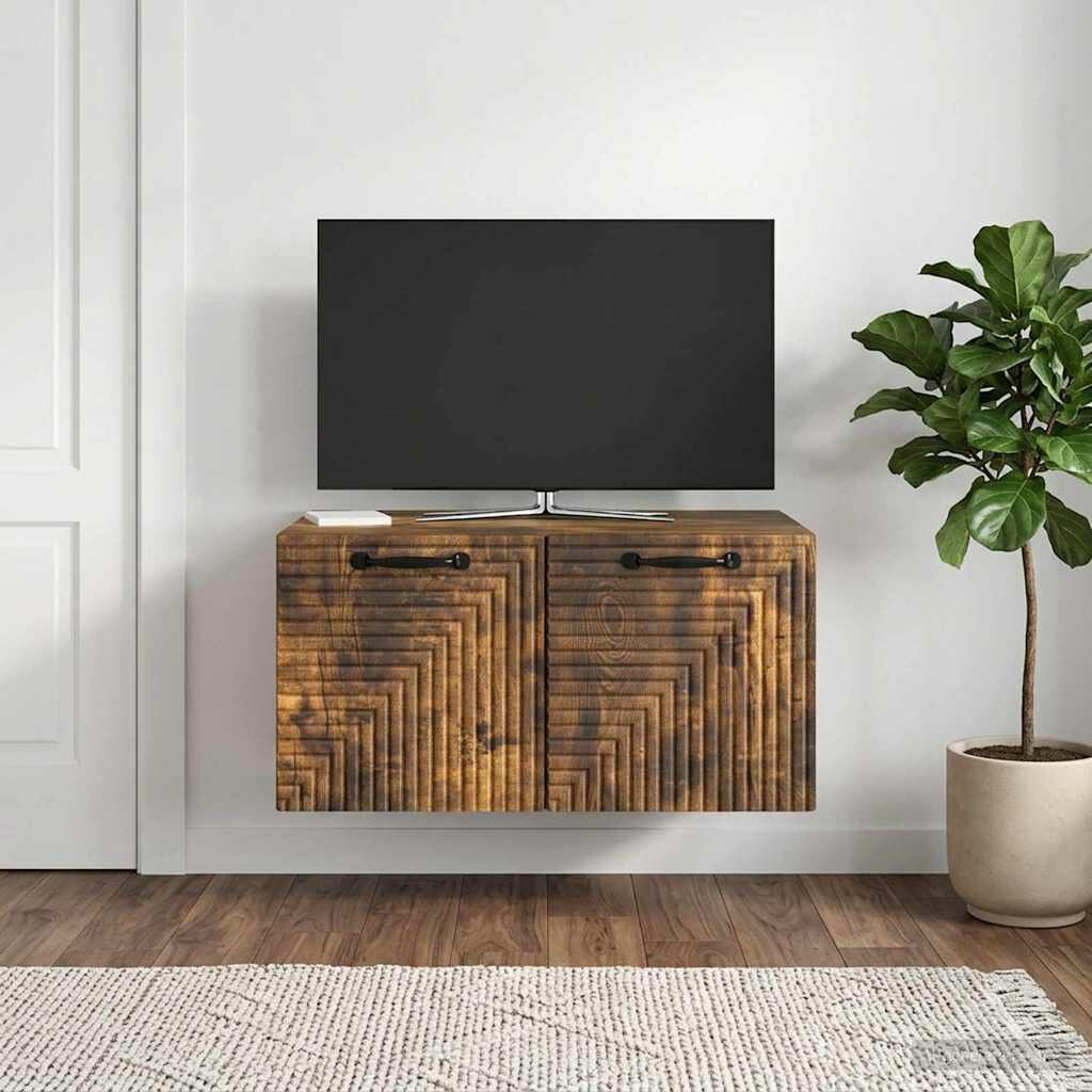 vidaXL Стенно монтиран ТВ шкаф Опушен дъб 595 x 41 x 30 см