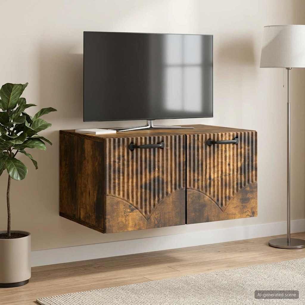 vidaXL Стенно монтиран ТВ шкаф Опушен дъб 595 x 41 x 30 см