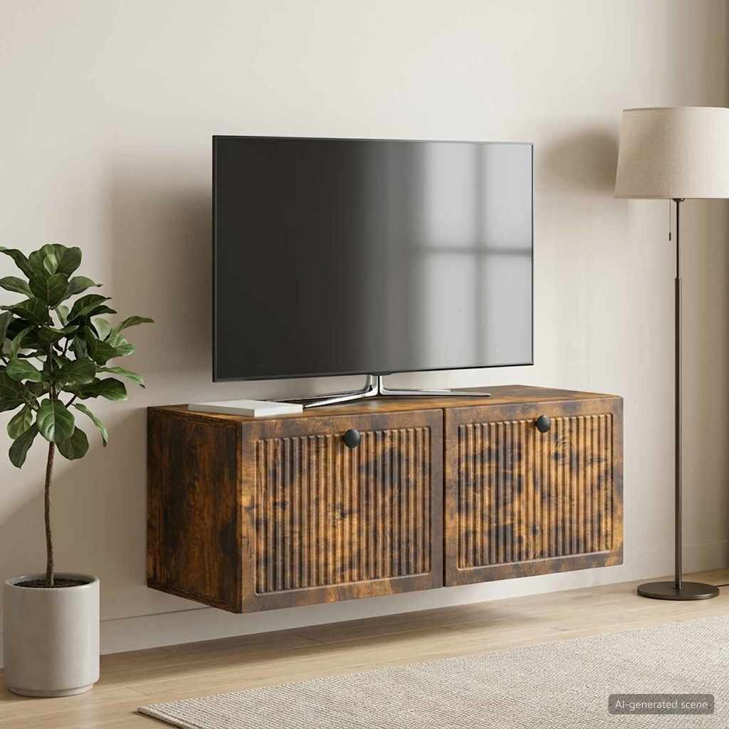 vidaXL Стенно монтиран ТВ шкаф Опушен дъб 785 x 31 x 30 см