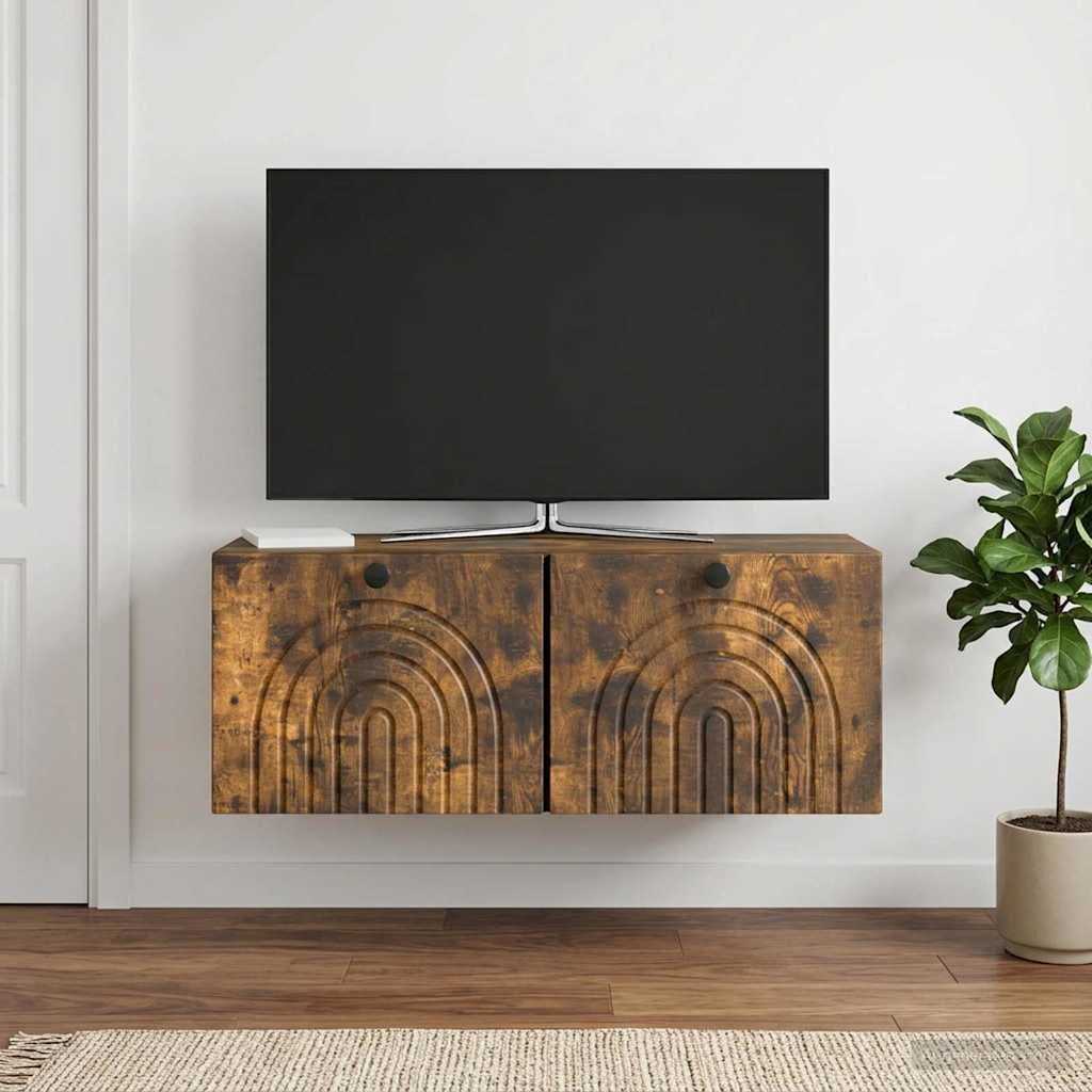 vidaXL Стенно монтиран ТВ шкаф Опушен дъб 785 x 31 x 30 см