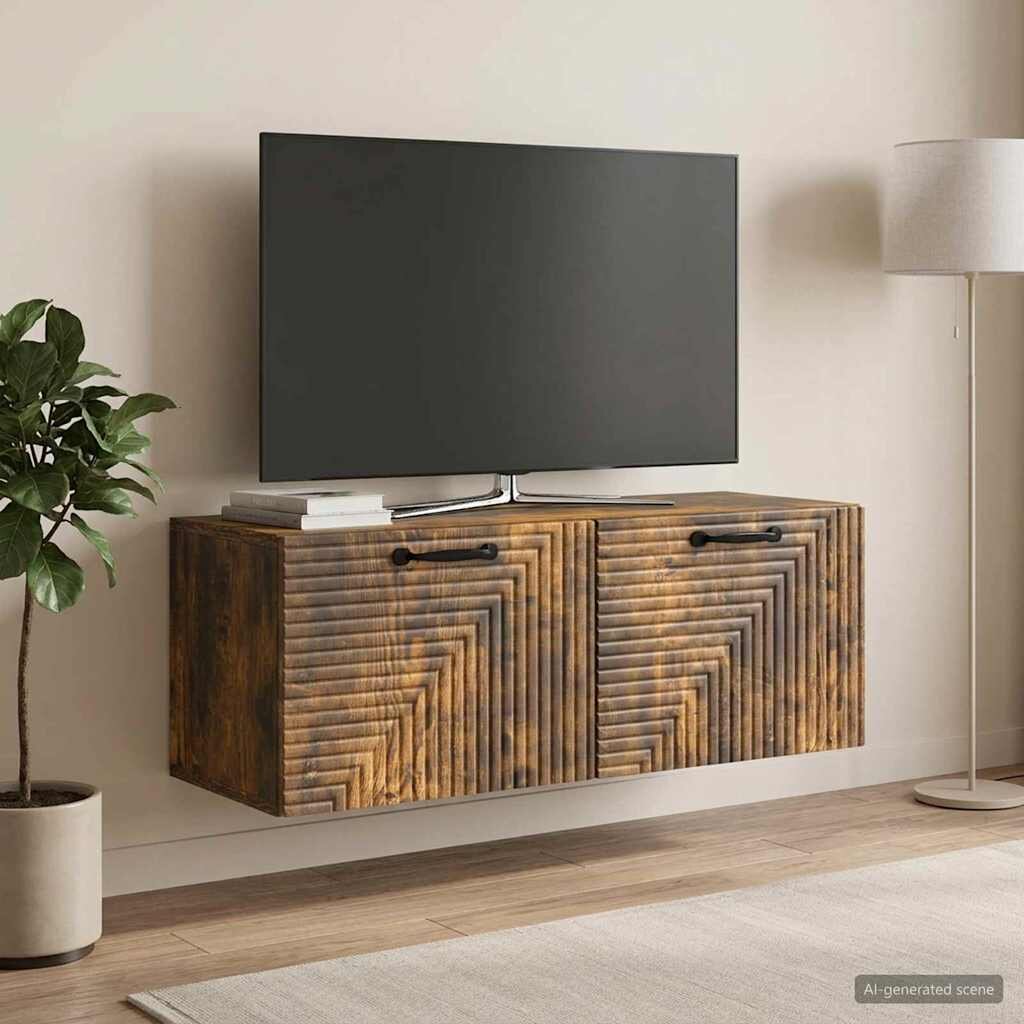 vidaXL Стенно монтиран ТВ шкаф Опушен дъб 785 x 31 x 30 см