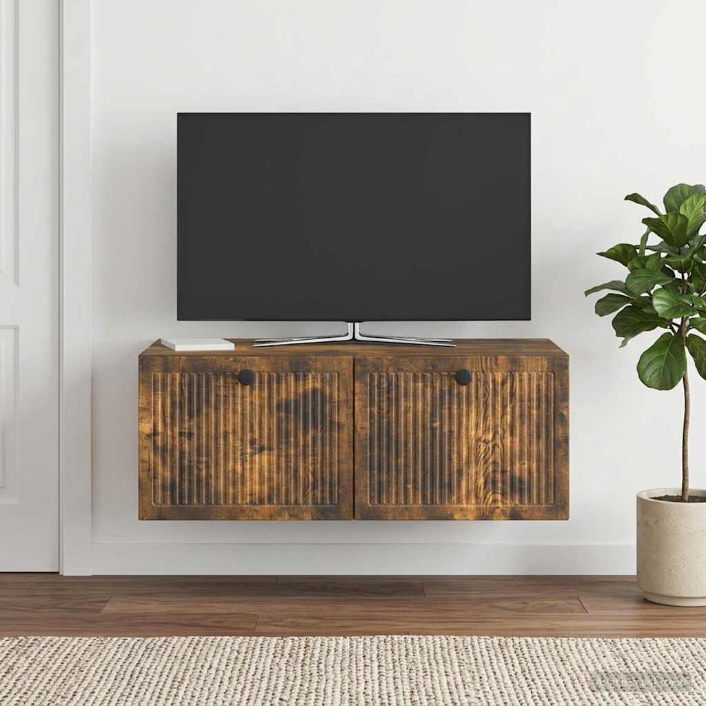 vidaXL Стенно монтиран ТВ шкаф Опушен дъб 785 x 41 x 30 см
