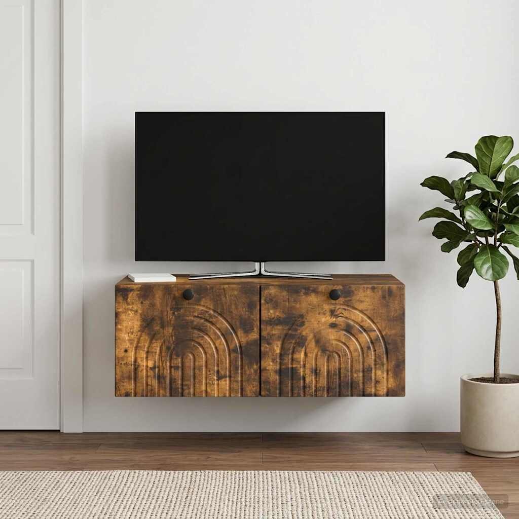 vidaXL Стенно монтиран ТВ шкаф Опушен дъб 785 x 41 x 30 см