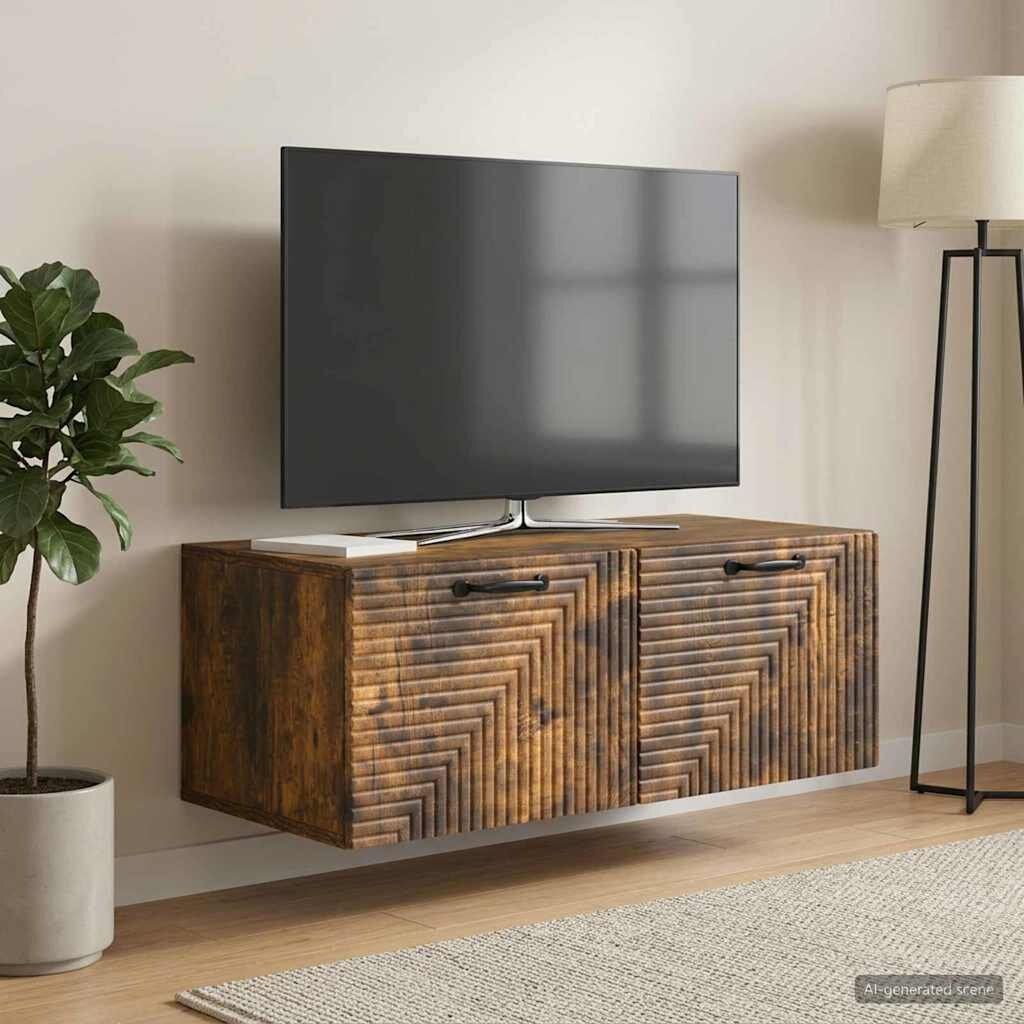 vidaXL Стенно монтиран ТВ шкаф Опушен дъб 785 x 41 x 30 см