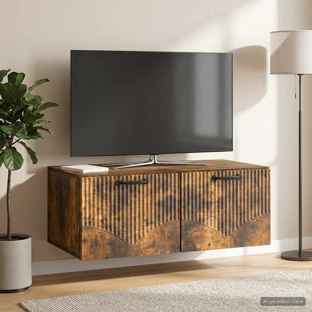 vidaXL Стенно монтиран ТВ шкаф Опушен дъб 785 x 41 x 30 см